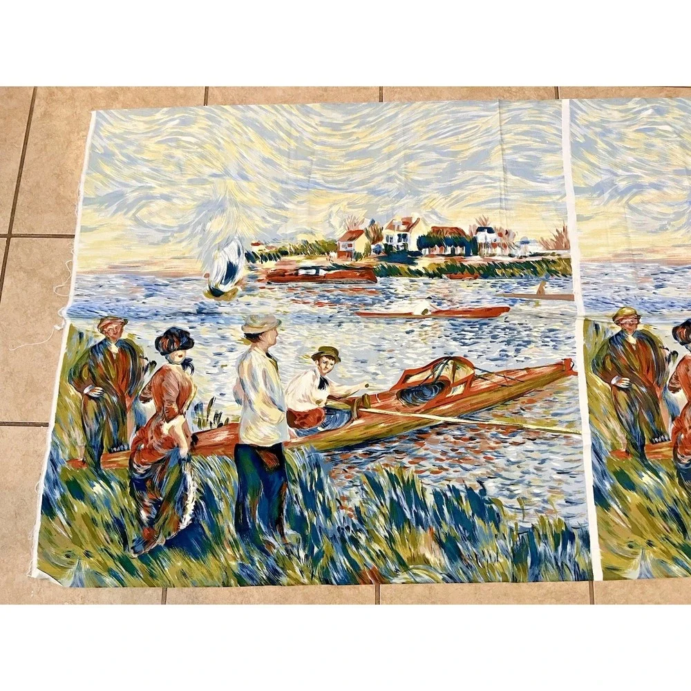 Large Fabric Panel Piece Impressionist Painting Monet Look Quilting Crafts 61x32